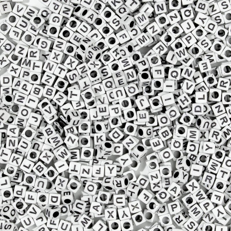 Cousin DIY 1,000 Pieces White Acrylic Alphabet Letter A-Z Square Beads for DIY Jewelry Making, Friendship Bracelets, Necklaces, Key Chains, and Crafts, Small - Image 4